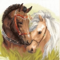 Набор для вышивания нитками РИОЛИС "Пара лошадей" 
